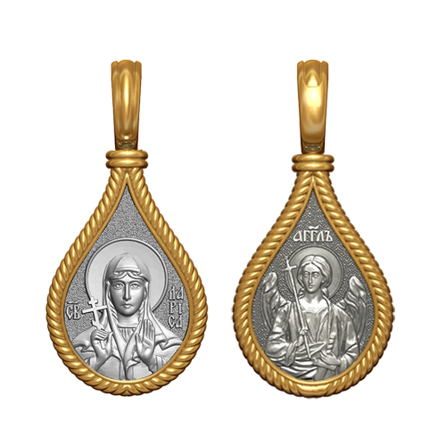 Позолоченный нательный образок Святая Лариса
