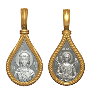 Позолоченный нательный образок Святая Марина-Маргарита