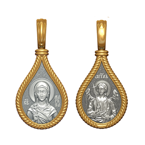 Позолоченный нательный образок Святая Марина-Маргарита