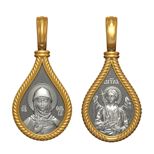 Позолоченный нательный образок Святая Ольга
