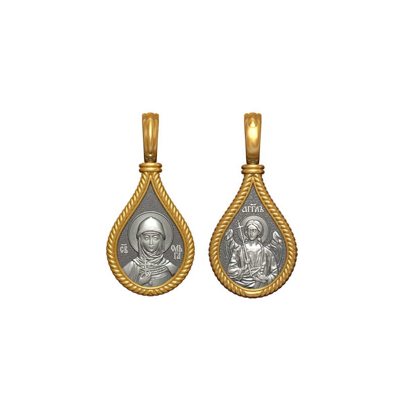 Позолоченный нательный образок Святая Ольга