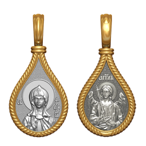 Позолоченный нательный образок Святая Полина