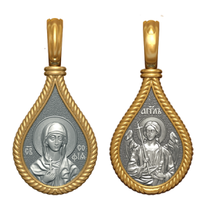 Позолоченный нательный образок Святая София