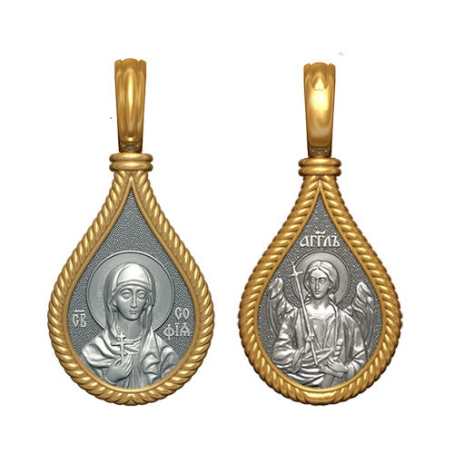 Позолоченный нательный образок Святая София