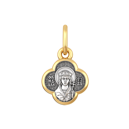 Нательная иконка в форме клевера Святая Людмила