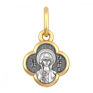 Нательная иконка в форме клевера Святая Татиана