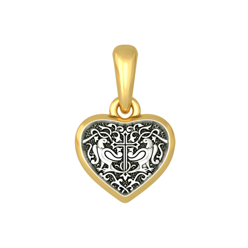 Серебряная иконка в форме сердца Николай Чудотворец