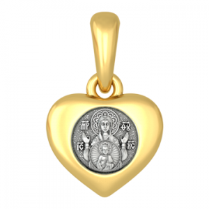 Серебряная иконка в форме сердца Богоматерь «Знамение»