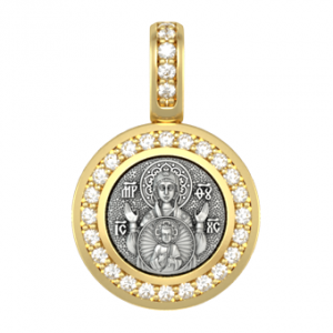 Миниатюрная иконка с фианитами Богородица «Знамение»