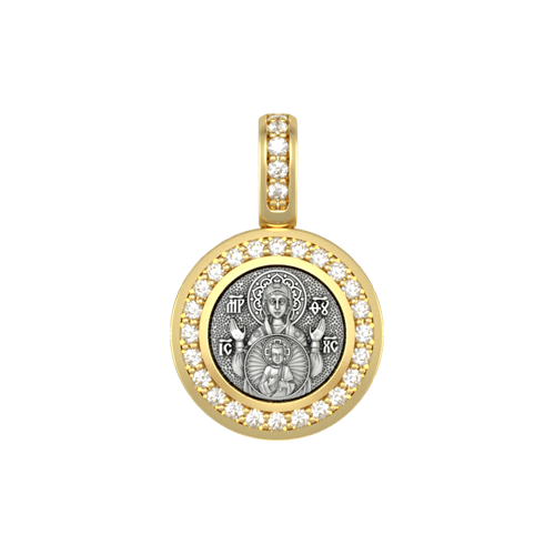 Миниатюрная иконка с фианитами Богородица «Знамение»