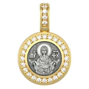 Миниатюрная иконка с фианитами Покров Богородицы