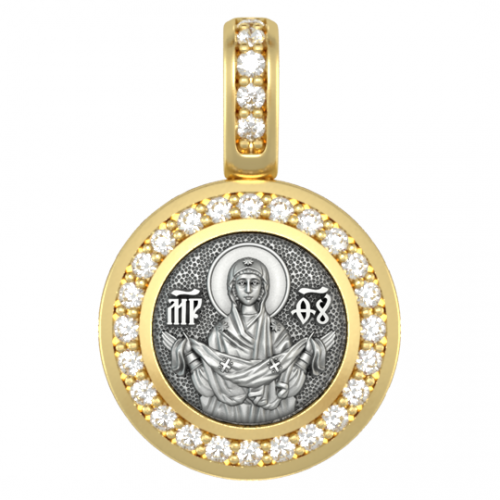 Миниатюрная иконка с фианитами Покров Богородицы