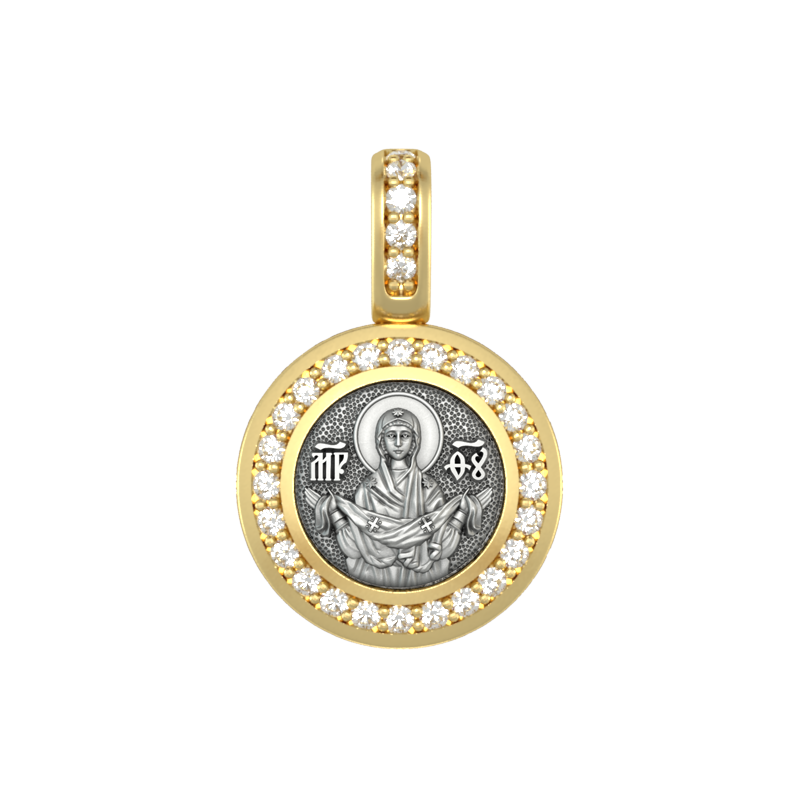 Миниатюрная иконка с фианитами Покров Богородицы