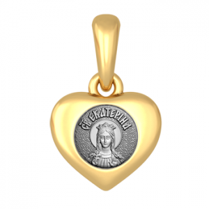 Серебряная иконка в форме сердца Святая Екатерина