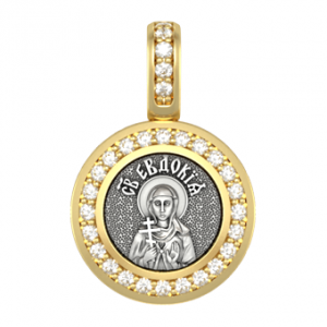 Миниатюрная иконка с фианитами Святая Евдокия