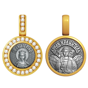 Миниатюрная иконка с фианитами Святая Екатерина