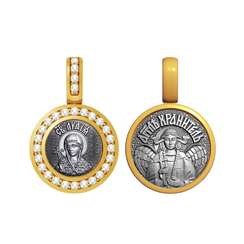 Миниатюрная иконка с фианитами Святая Лидия