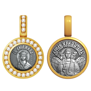 Миниатюрная иконка с фианитами Святая Людмила