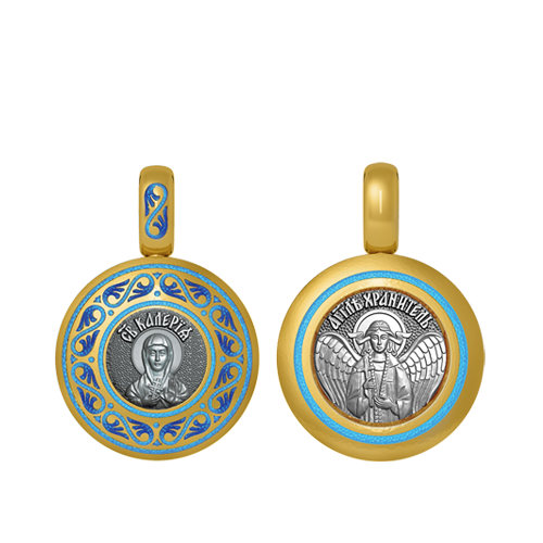 Подвеска с цветной горячей эмалью Святая Валерия