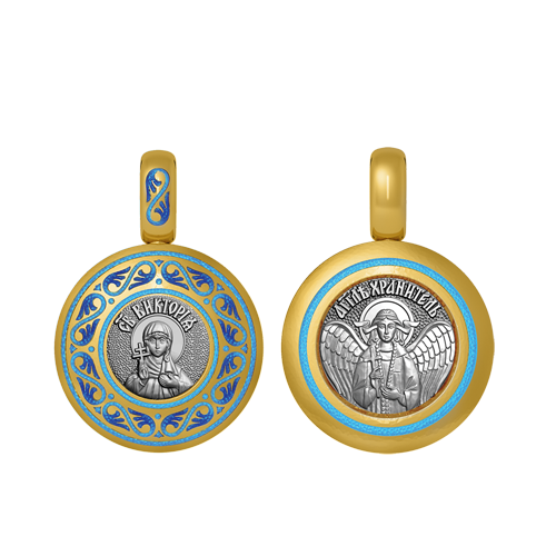 Подвеска с цветной горячей эмалью Святая Виктория