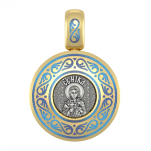 Подвеска с цветной горячей эмалью Святая Ника