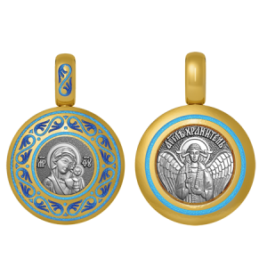 Подвеска с цветной горячей эмалью Богородица Казанская