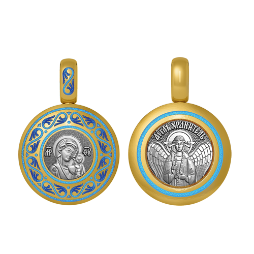 Подвеска с цветной горячей эмалью Богородица Казанская