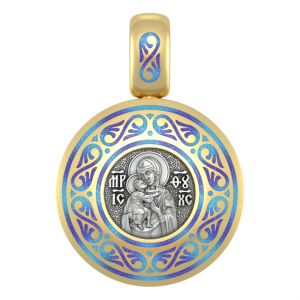 Подвеска с цветной горячей эмалью Богородица Феодоровская
