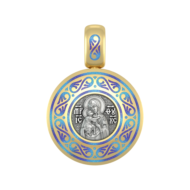Подвеска с цветной горячей эмалью Богородица Феодоровская