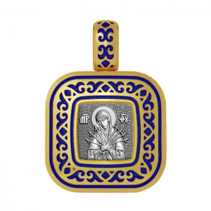 Подвеска с цветной горячей эмалью Богородица «Семистрельная»