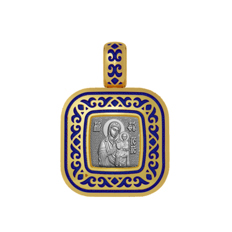 Подвеска с цветной горячей эмалью Богородица Смоленская