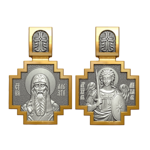 Позолоченный нательный образок митрополит Святитель Алексей