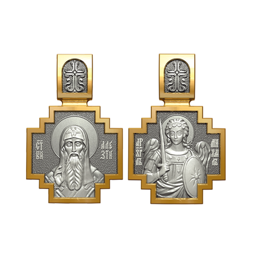 Позолоченный нательный образок митрополит Святитель Алексей