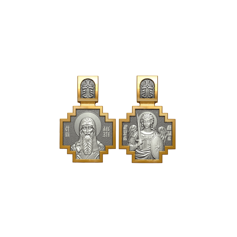 Позолоченный нательный образок митрополит Святитель Алексей