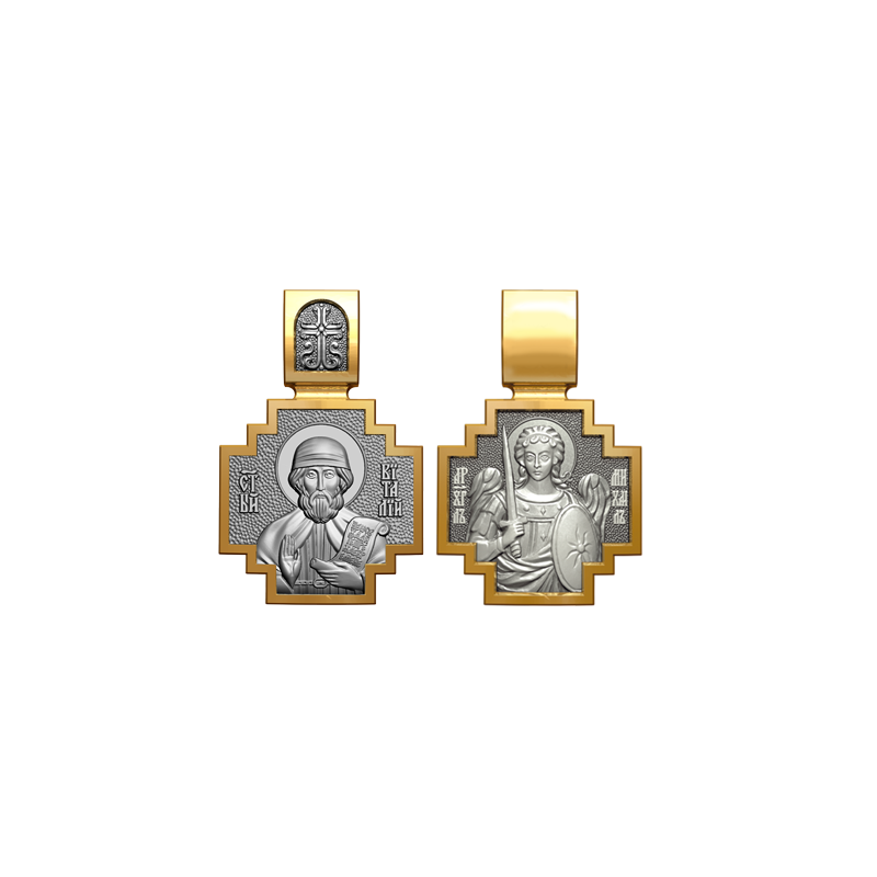 Позолоченный нательный образок Святой преподобный Виталий