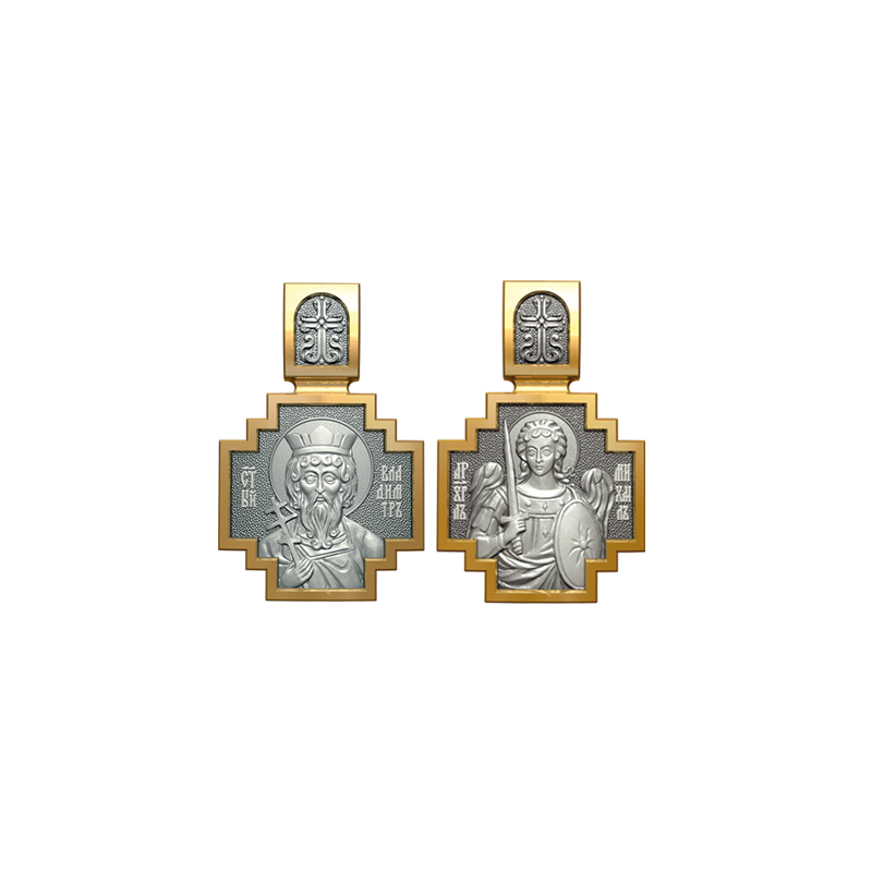 Позолоченный нательный образок Святой Владимир