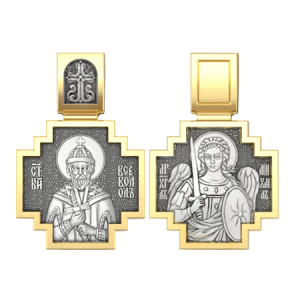 Позолоченный нательный образок Святой Всеволод Псковский