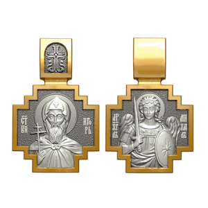 Позолоченный нательный образок Святой Игорь Черниговский