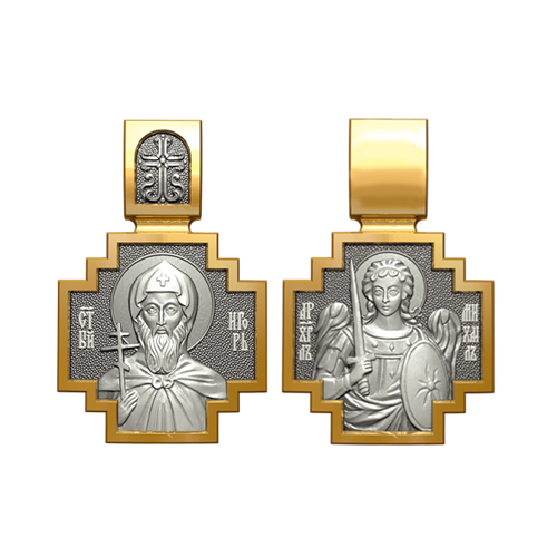 Позолоченный нательный образок Святой Игорь Черниговский