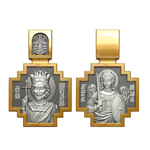 Позолоченный нательный образок Святой Константин