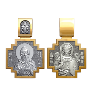 Позолоченный нательный образок Святой Олег Брянский