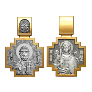 Позолоченный нательный образок Святой Ярослав Мудрый