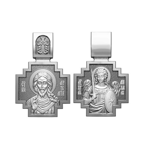 Серебряный нательный образок Святой воин Артемий