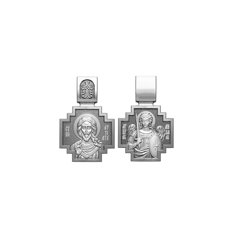 Серебряный нательный образок Святой воин Артемий