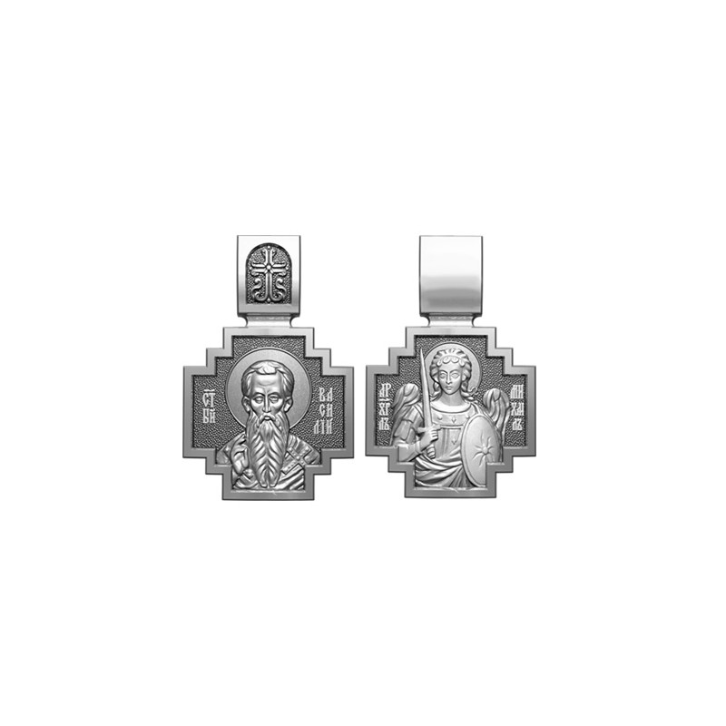 Серебряный нательный образок Святой Василий Великий