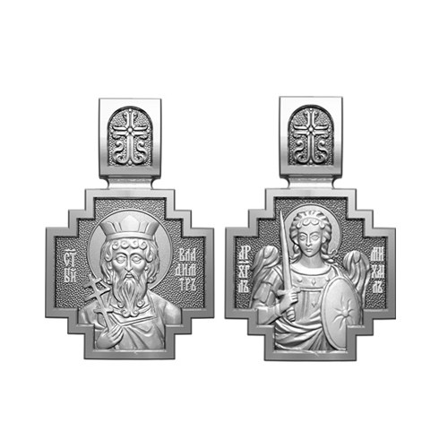 Серебряный нательный образок Святой Владимир