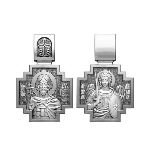 Серебряный нательный образок Святой мученик Евгений