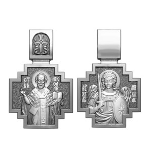 Серебряный нательный образок Святитель Николай Чудотворец