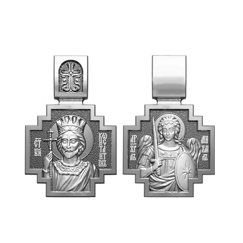 Серебряный нательный образок Святой Константин