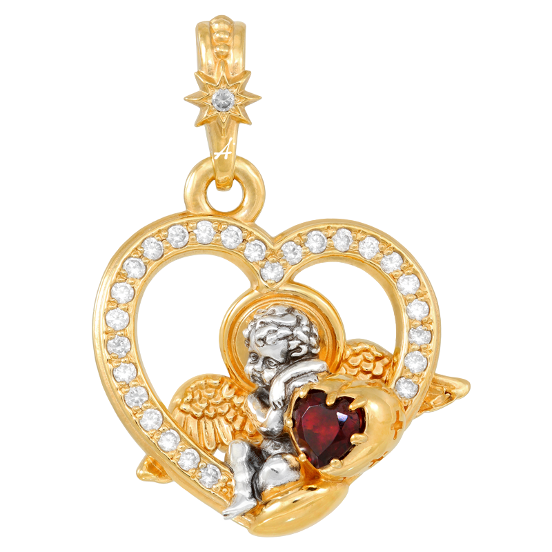Серебряная православная подвеска «Сердце Ангела»